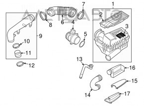 Corpul debitmetrului de aer VW Tiguan 09-17