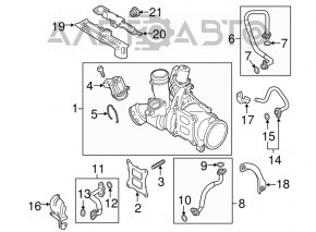 Turbina completă cu colector și conducte de răcire VW Passat b8 16-19 USA 1.8T, 2.0T 60k