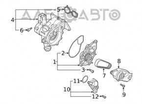 Помпа водяная с корпусом термостата Audi A3 8V 15-20 1.8T, 2.0T