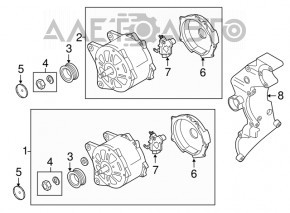 Generatorul VW Passat b7 12-15 SUA 2.5 are capacul din spate topit.