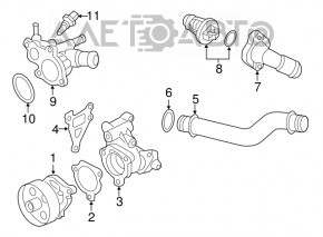 Corpul termostatului Nissan Pathfinder 13-20 hibrid este din plastic.