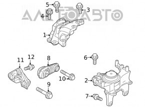 Pernele motorului drept Nissan Rogue 21-22 2.5