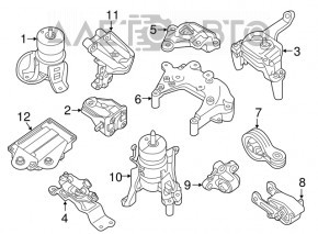 Подушка двигателя правая Nissan Pathfinder 13-20 hybrid OEM