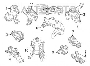 Подушка двигателя левая Nissan Pathfinder 13-20 hybrid