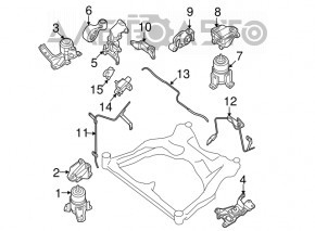 Pernele motorului față Nissan Maxima A36 16- 3.5 FWD, noi, originale OEM.