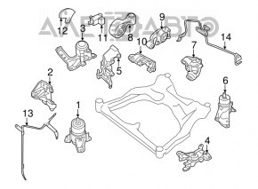 Pernele motorului din spate-dreapta Nissan Murano z51 09-14, noi, originale OEM