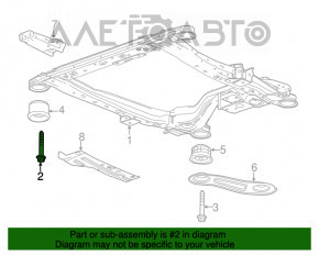 Șurub de fixare a suportului de subramă frontală, 2 bucăți, Chevrolet Volt 11-15, 123 mm.