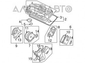 Capacul frontal al curelei de distribuție, partea inferioară a Honda Accord 13-17 3.5