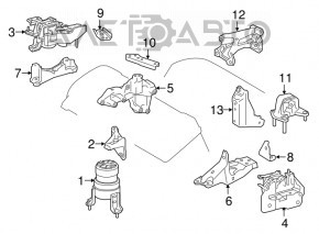 Pernele motorului dreapta Lexus RX350 16-22 cu suport