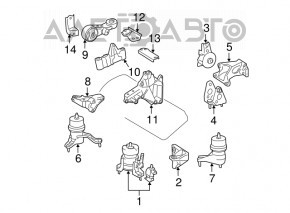 Кронштейн передней подушки двигателя Toyota Sienna 11-16 3.5