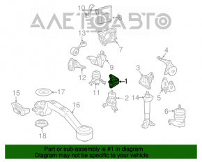 Кронштейн подушки двигателя передний Toyota Highlander 08-10 hybrid