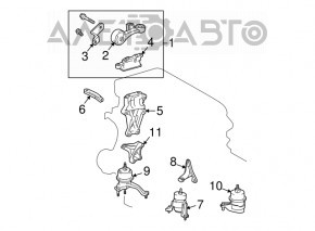 Pernele motorului drept Toyota Highlander 14-19 2.7