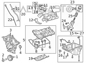 Capacul din spate al arborelui cu came Chevrolet Camaro 16- 3,6