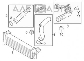 Furtunul drept al intercooler-ului BMW F10 10-17