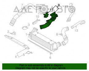 Патрубок интеркулера левый BMW 335i e92 07-13 второй