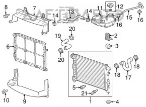 Suport radiator dreapta sus Chevrolet Malibu 13-15 cauciuc nou OEM original