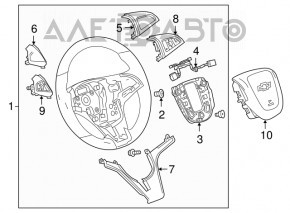 Кнопки управления на руле правые Chevrolet Malibu 13-15 коричневая накладка