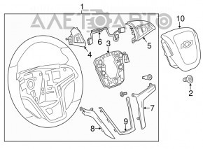 Кнопки управления на руле левые Chevrolet Malibu 13-15 коричневая накладка