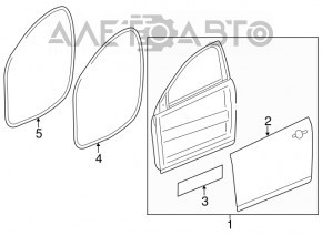 Уплотнитель двери передней правой Chevrolet Cruze 16-