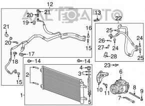 Compresorul de aer condiționat - radiatorul - condensatorul Chevrolet Cruze 16-