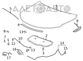 Suport de fixare a barei de sprijin a capotei Chevrolet Cruze 16-