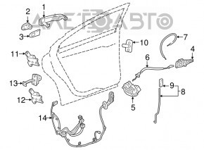 Mecanismul manetei ușii din spate dreapta a Chevrolet Cruze 16-