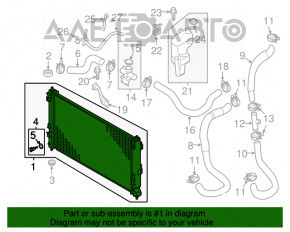 Radiatorul de răcire a apei pentru Mitsubishi Outlander Sport ASX 10- 2.0 2.4 este îndoit.