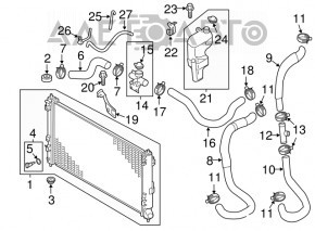 Radiatorul de răcire a apei pentru Mitsubishi Outlander Sport ASX 10- 2.0 2.4 este îndoit.