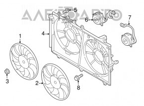 Difuzorul capacului radiatorului gol Mitsubishi Outlander 14-21 2.4, 3.0 se prinde rupt.