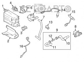 Canistra cu absorbant de cărbune Nissan Rogue Sport 17-19, completă cu filtru și supapă