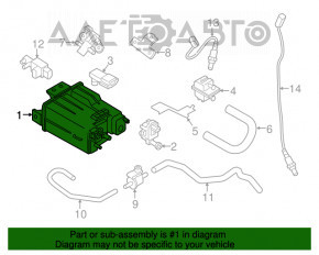 Canistra cu absorbant de cărbune Nissan Rogue 14-20, completă cu supapă, filtru și senzor.