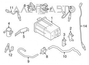 Canistra cu absorbant de cărbune Nissan Pathfinder 13-20, complet echipată cu supapă, filtru și senzor.