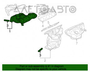 Colector de evacuare cu catalizator dreapta pentru Mitsubishi Outlander 14-19 3.0