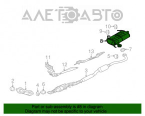 Silencerul din spate cu baie Mitsubishi Outlander 14-21 are o lovitura, cuie lipite.