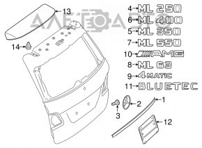Эмблема надпись ML350 двери багажника Mercedes W164 ML