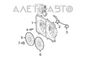 Paletele ventilatorului de răcire stânga Toyota Highlander 08-10 hibrid