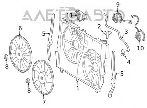 Paletele ventilatorului de răcire dreapta pentru Toyota Highlander 11-13 hibrid