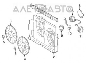 Paletele ventilatorului de răcire dreapta Toyota Rav4 13-18 hibrid cu 7 paleți.