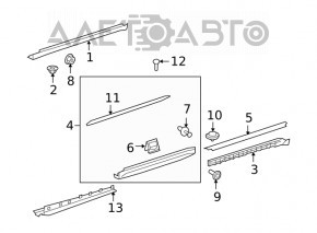 Capacul pragului drept Mercedes X164 GL sub pragul de prag.