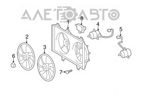 Difuzorul capacului radiatorului cu motoarele ventilatorului Toyota Avalon 13-18 3.5