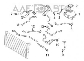 Furtunul de răcire inferior BMW F30 12-16 N20 pentru un radiator suplimentar.