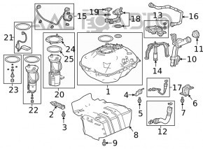 Rezervorul de combustibil al modelului Honda Clarity 18-21 SUA.