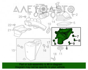 Corpul filtrului de aer pentru Acura MDX 16-18 restilizat, format din 2 piese.