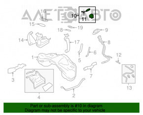 Capacul gurii de umplere a rezervorului de combustibil pentru Infiniti Q50 14- suportul este rupt.