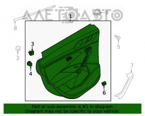 Capacul usii card spate dreapta VW Jetta 19- cu insertie din plastic negru, cotiera din piele, zgarieturi