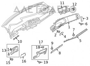 Накладка коленей водителя VW Jetta 19- серая, слом защелка