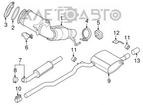 Глушитель в сборе с бочкой Mini Cooper F56 3d 14- с катализатором