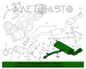 Глушитель задняя часть с бочкой BMW X3 F25 11-17 2.0T