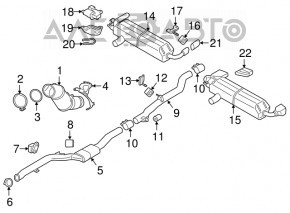 Suportul din mijloc al tălpii de evacuare a BMW 5 G30 17-23, nou, original OEM.