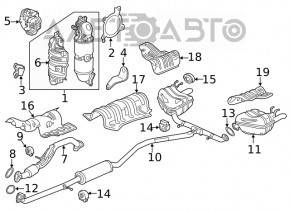 Глушитель задняя часть с бочкой левый Honda Civic X FC 17-21 1.5T